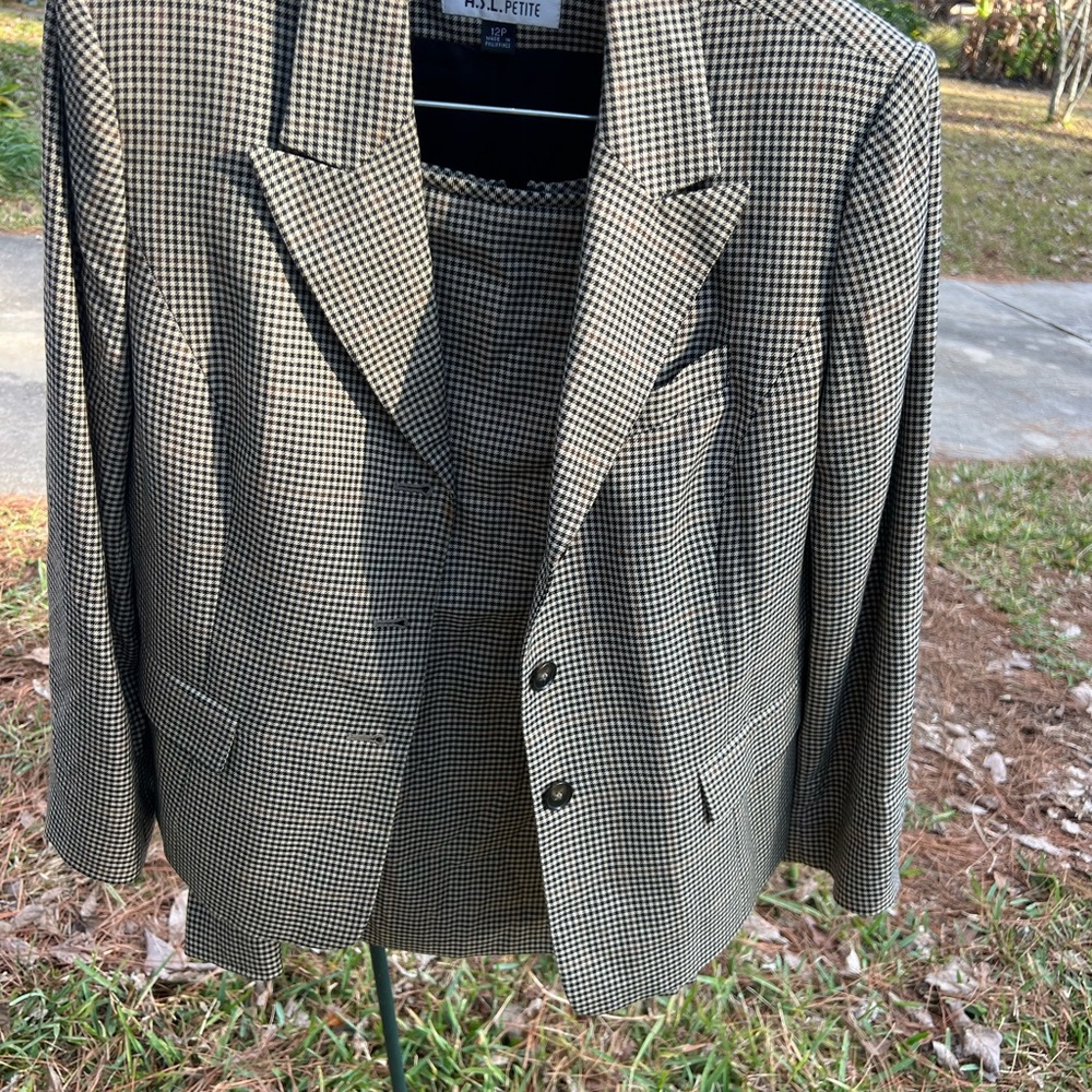Kasper Black and White Houndstooth Blazer Set